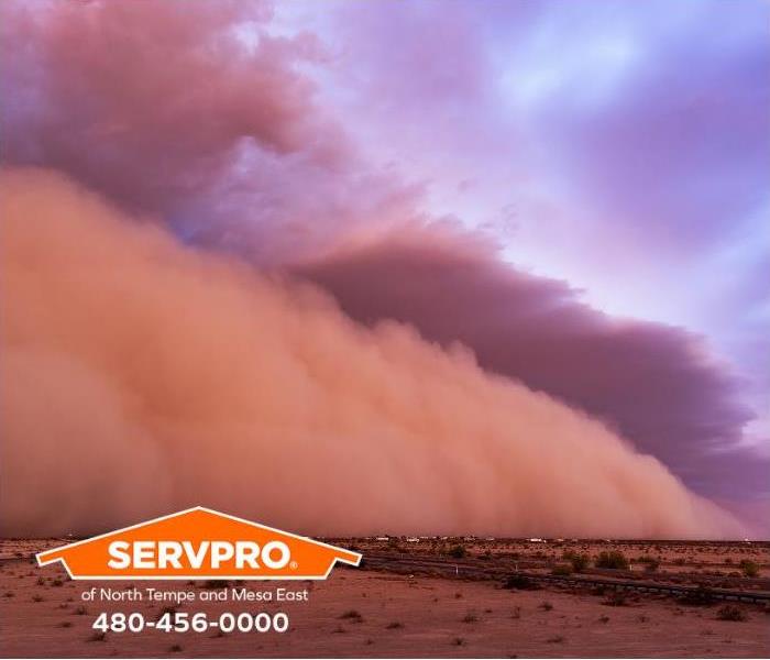 A dust storm sweeps across the Arizona landscape.